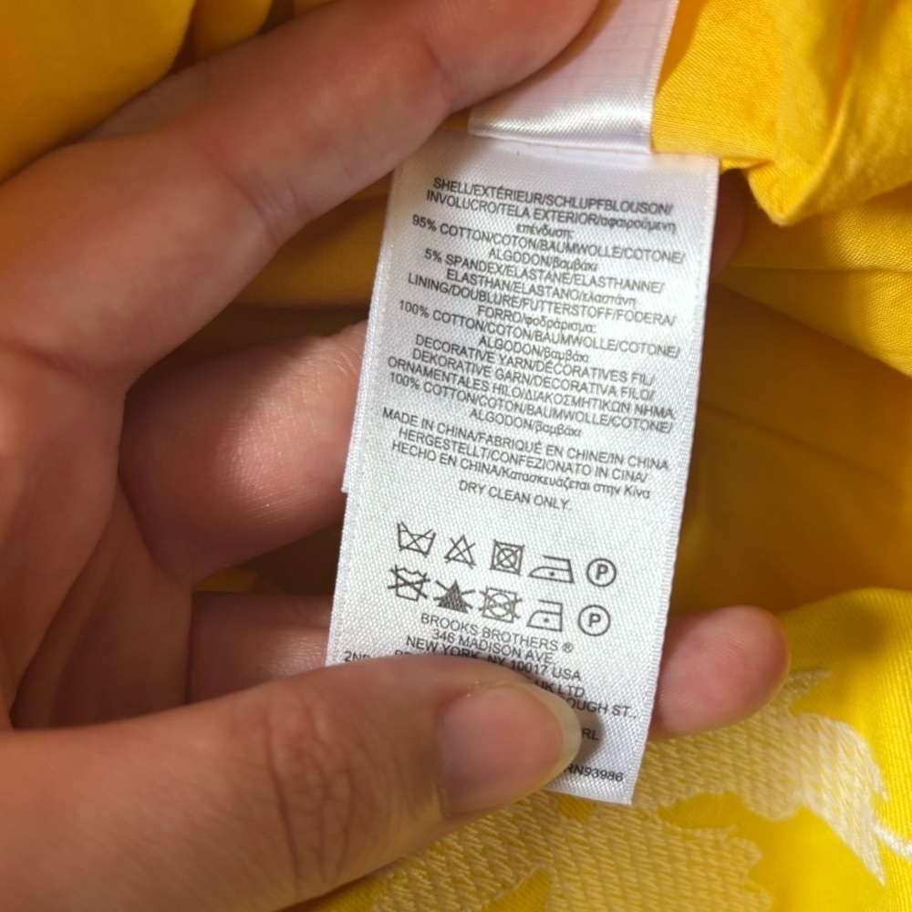 Brooks Brothers Yellow White Floral Dress Womens Size 10P Petite Short Sleeveles - Picture 5 of 5